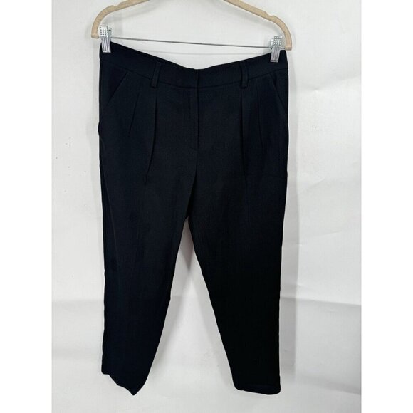 Theory Wool Dress Pant Women 6 Straight Leg Pleated Front Black - Picture 1 of 8
